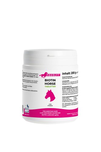 EQUOLYT Biotin Horse: Erős paták, fényes, egészséges szőrzet, szőrvitamin lovaknak (60 tabletta)