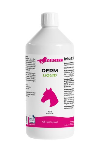 EQUOLYT Derm Liquid: Bőr- és szőrvitamin esszenciális zsírsavakkal, ligetszépe olajjal és halolajjal lovaknak (1000ml)