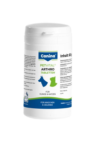 Petvital Arthro: A csontok, ínak és ízületek természetes támogatására kutyáknak és macskáknak (60 tabletta)